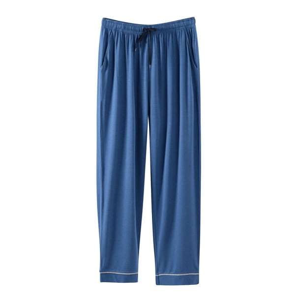 Pantalones de pijama largos para hombre, ropa de dormir informal para el hogar, pantalones finos y sueltos, pantalones de pijama de color liso, pantalones para hombre