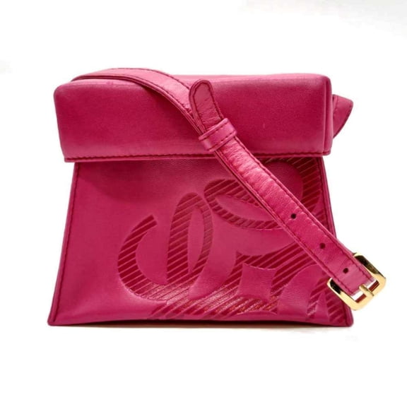 Pre-Owned Loewe Shoulder Bag, Trapezoidal/Box Shape, Pink Lambskin Leather, Anagram Pattern,...