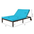 thumbnail image 2 of Topbuy Chaise Longue Inclinable de Patio en Rotin pour 2 Personnes avec Roues et Coussin Turquoise, 2 of 7