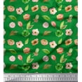 thumbnail image 1 of Soimoi Green Cotton Cambric Fabric Anemone & Leaves Print Fabric by Yard 56 Inch Wide, 1 of 3