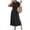Black, variant on Women'S Smocked Frill Round Neck Midi Dress Comfort All Day Everyday Wear Green XL