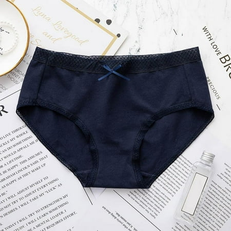

SweetCandy Women Cotton Panties Ladies Solid Colors Underwear Breathable Lingerie Bow-Knot Comfort Female Briefs