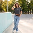 thumbnail image 7 of Dwellite Workout Crop Tops Oversized Tshirts for Women Drop Shoulder Crewneck Short Sleeve Shirts 2026 Dark Gray S, 7 of 7