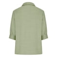 thumbnail image 5 of Endives Women's Shirt Solid Color Casual Loose Fashion Cotton Linen Long Sleeve Collar Button Shirt Spring Outfit, 5 of 6