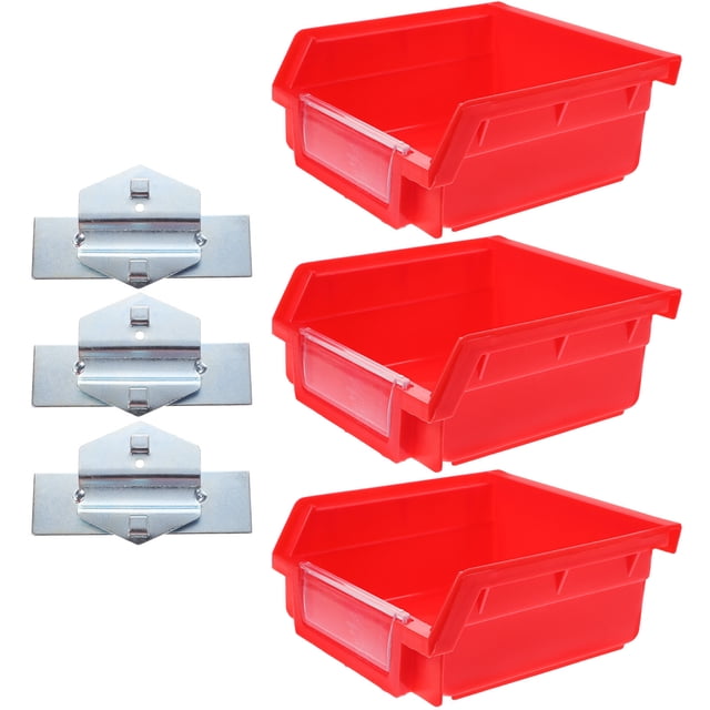 DEEPCRAFF Bacs à Panneau Perforé Rouges 3 Pcs pour Organiser Outils et Accessoires, Format Compact