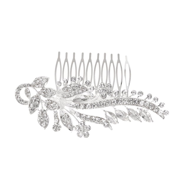 Zhuge Horquillas para el pelo con flores para novias, peinetas con perlas de cristal,joyas con diamantes de imitación para novias, damas de honor y mujeres (plateado F)