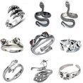thumbnail image 1 of 9 Pcs Frog Rings Cute Animal Open Ring Retro Vintage Snake Rings Set, 1 of 4