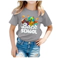 thumbnail image 3 of Gaexia School Clothes Girls Short Sleeve T Shirt Summer Soft Comfortable Back To Kids Tops Cute Patterned Tees (Grey,5-6 Years), 3 of 4