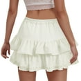 thumbnail image 6 of vigerkar Womens Summer Skirts Flowy A Line Short Skirt High Waisted Ruffle Mini Skirts Pleated Skirt Beige, L, 6 of 9