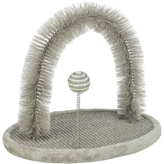 TRIXIE Scratching Plate with Brush Cat Scratcher & Self Groomer, Supports Healthy Claws and Coat