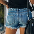 thumbnail image 5 of Nestiefly Womens Jean Shorts Mid Rise Button Waist Ripped Denim Short Summer Casual Fashion Stretchy Jeans with Pockets 2026 Dark Blue 2XL, 5 of 6