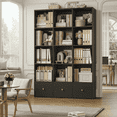thumbnail image 4 of Hiphuta Triple Row 4-Tier Bookcase with 12 Cubes, 69" Tall Large Bookcase with 3 Drawers, for Office Living Room, Black, 4 of 8