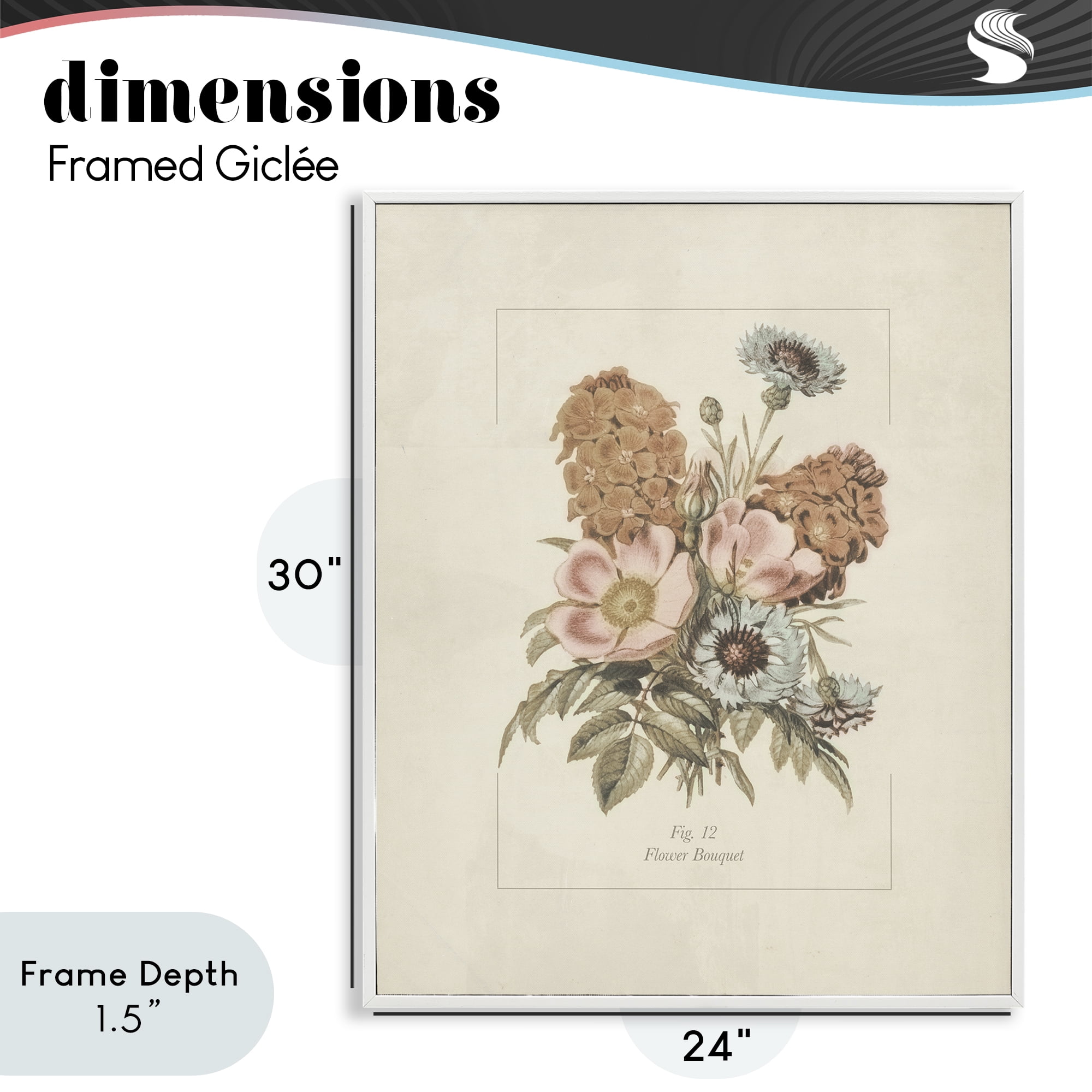 Stupell Industries Flower Bouquet Vintage Blossoms White Framed Giclee Art, design by Dan Meneely