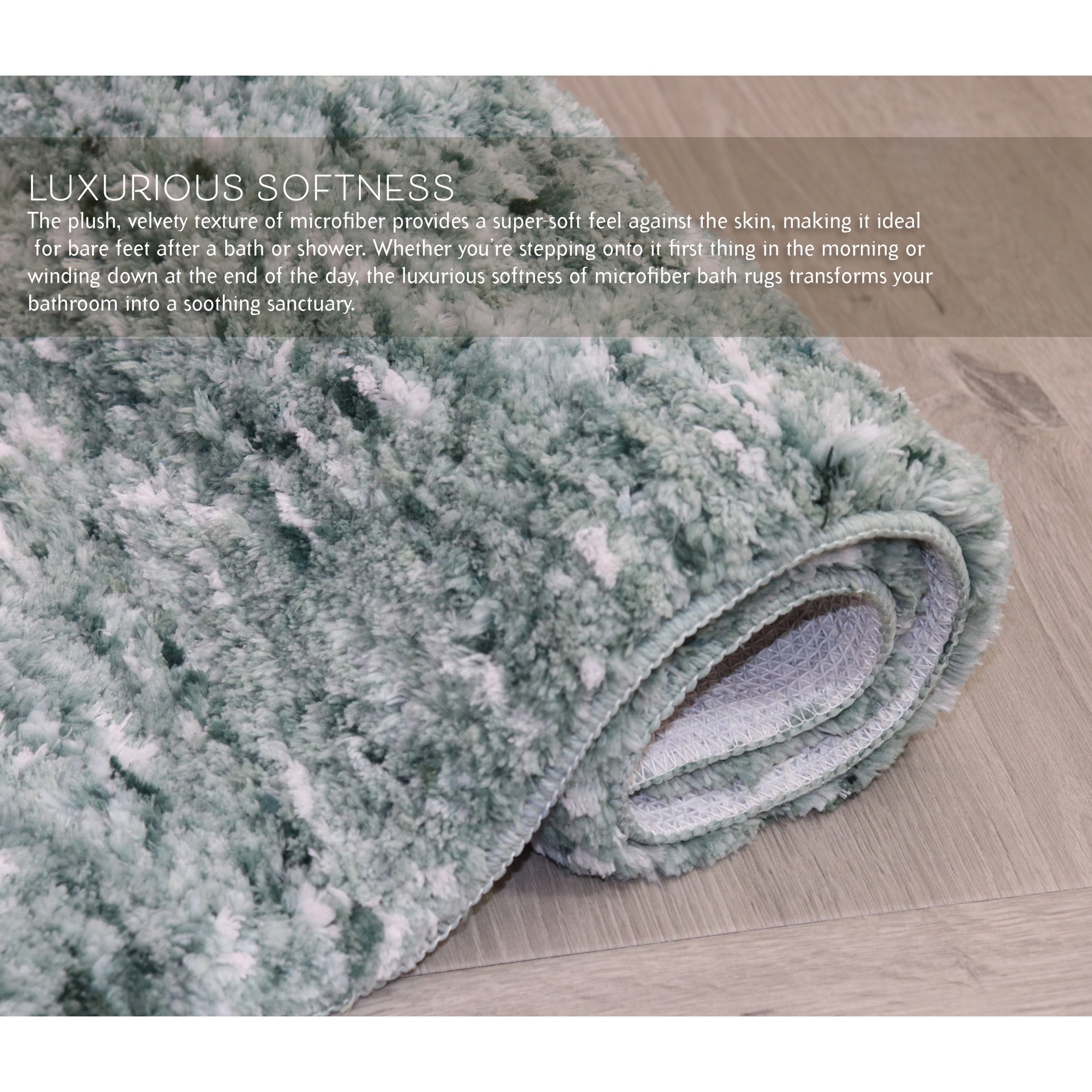 Essential 4-Piece Microfiber Bath Rug Set, Ultra Absorbent Plush Bathroom Mats with Long Runner, Non-Slip and Quick-Dry, Machine Washable, Water-Absorbent Rugs for Shower, Tub, Toilet and Sink, Green