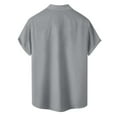 thumbnail image 3 of YDDIAN Mens Short Sleeve Guayabera Shirts Linen Cotton Button Down Mexican Embroidered Cuban Wedding Shirt Summer Tops Gray M, 3 of 4