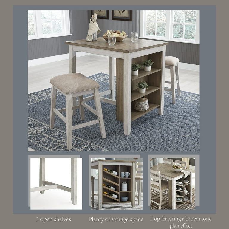 Ashley Skempton Counter Height Dining Set w/ Wood Bar Stools and