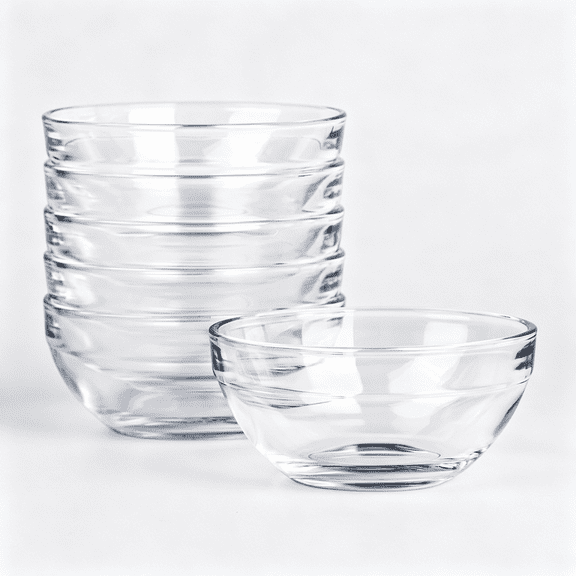 ACDANC 4.4 oz Clear Glass Bowl, Mini Prep Dish for Salt and Spices, Microwave and Dishwasher Safe, Stackable, Set of 6