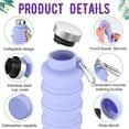 thumbnail image 2 of 2 Pcs Collapsible Water Bottles 16.67oz Silicone Travel Foldable Portable Water Bottle with Buckle Silicone Lightweight Reusable Leakproof for Camping Hiking Cycling Sport (blue purple), 2 of 8