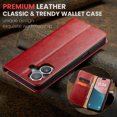 thumbnail image 2 of Allytechgroup Wallet Case for Apple iPhone 16, Premium Leather Flip Stand Cards Holder Business Type RFID Blocking Shockproof Phone Case Cover for iPhone 16, Red, 2 of 7