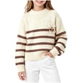 thumbnail image 4 of BLVB Girls Cute Bow Sweater Cable Knit Pullover Mock Neck Long Sleeve Jumper Tops Fall Winter Clothes(Brown,9-10 Years), 4 of 6