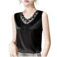 thumbnail image 2 of Luxalzxs Womens Silk Satin Tank Tops Lace Trim V-Neck Casual Sleeveless Top Basic Pullover Camisole Tank Cami Blouses Vest, 2 of 3