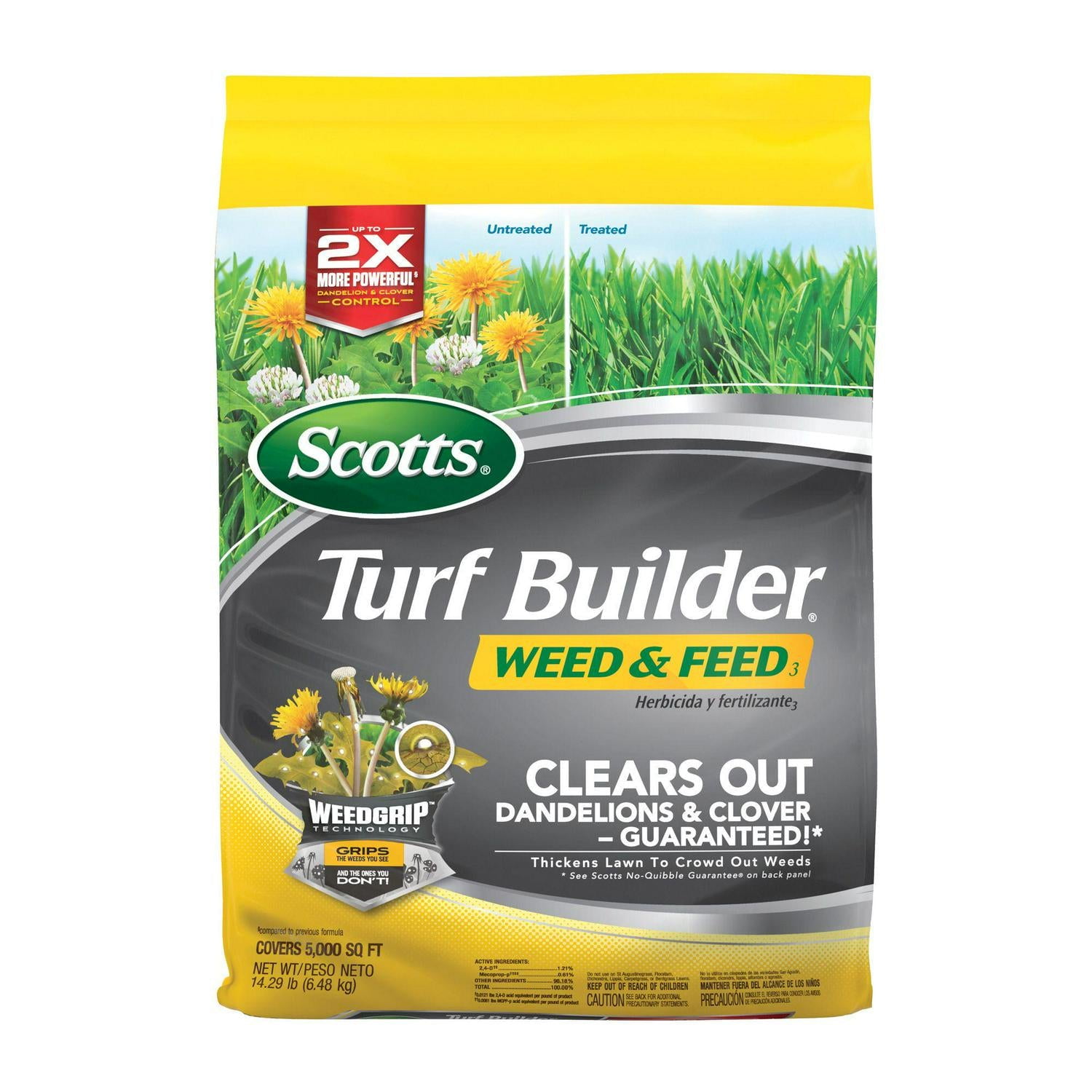 Scotts 43.07 lb. 15,000 sq. ft. Turf Builder Weed and Feed 3 with Weed