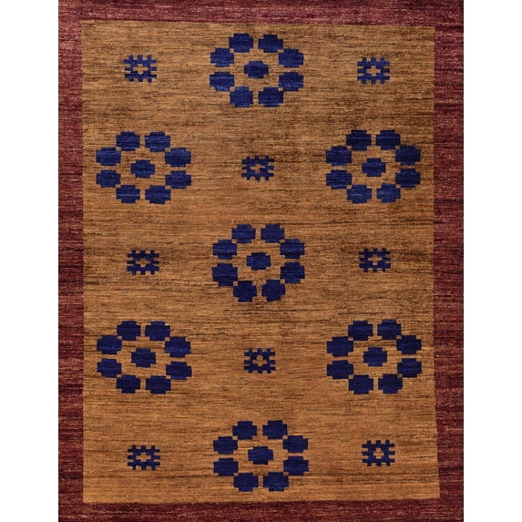 Ahgly Company Indoor Rectangle Abstract Red Abstract Area Rugs, 7' x 9'