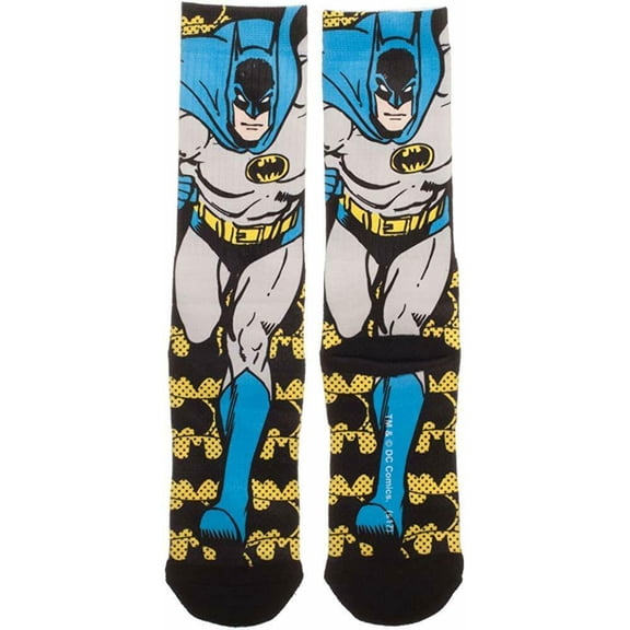 DC Comics Justice League Batman Retro Premium Sublimated All Over Print Men's Crew Socks