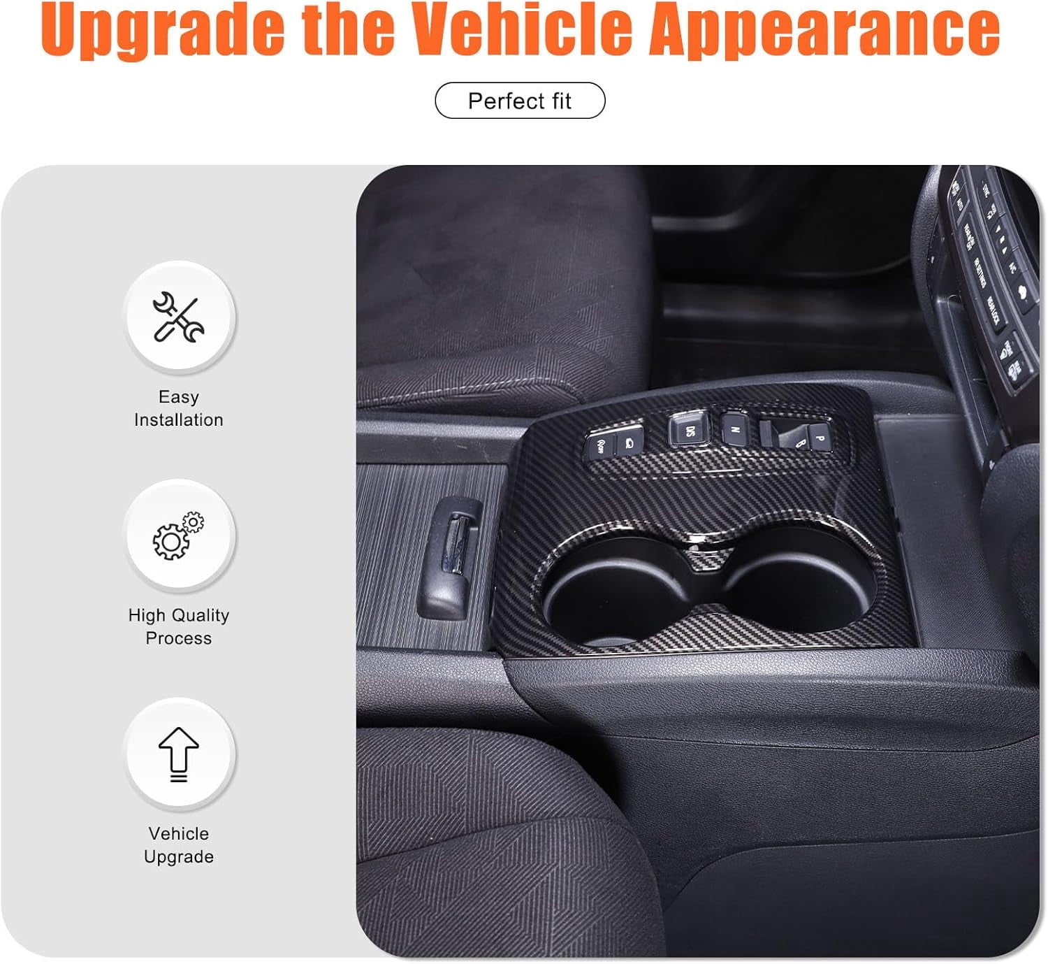 Center Console Gear Shift Panel Cup Holder Cover Trim Compatible with Honda Pilot 2016-2022/ Ridgeline 2020-2023/ Passport 2019-2023 Accessories