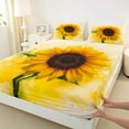 thumbnail image 3 of Feelyou Blooming Sunflower Twin Sheet Sets, White Gold Watercolor Twin Fitted Sheet, Rustic Flower Floral Flat Sheet, Ultra Soft Bedroom Decor, 3 Pieces, 3 of 7