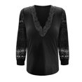 thumbnail image 3 of Fesfesfes Women Tops Casual Lace Mesh Tops V-neck Long Sleeve Tops, 3 of 5