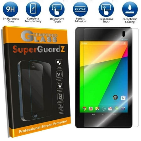 [2-Pack] For Google Nexus 7 (2nd Gen, 2013 Release) - SuperGuardZ Tempered Glass Screen Protector, 9H, Anti-Scratch, Anti-Bubble, (Best Screen Protector For Nexus 4)