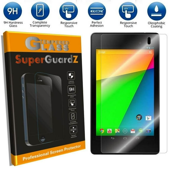 For Google Nexus 7 (2nd Gen, 2013 Release) - SuperGuardZ Tempered Glass Screen Protector, 9H, Anti-Scratch, Anti-Bubble, Anti-Fingerprint