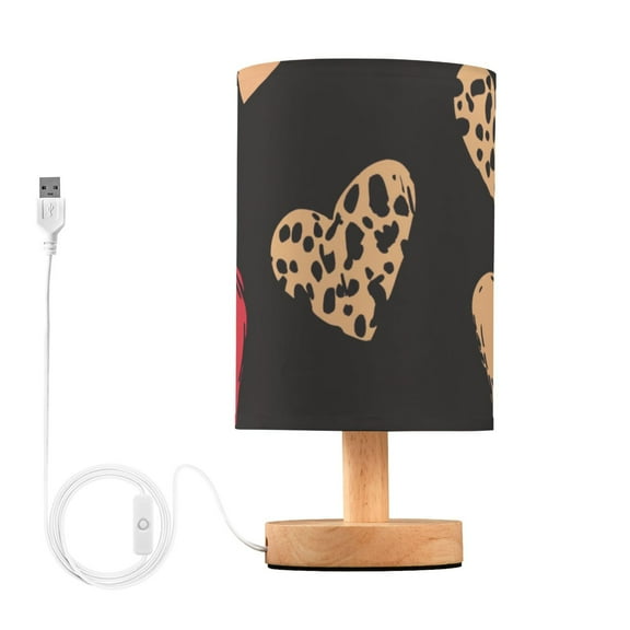 Valentine Colorful Hearts Leapard Printed Table Lamp with USB Port LED Warm Light Lamp Night Light Home Decor