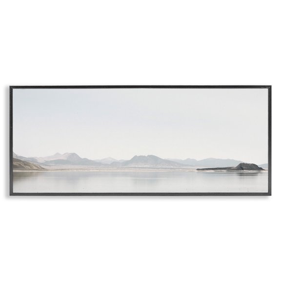 Stupell Industries Misty Morning Mountain Landscape & Nature Photography Black Framed Art Print Wall Art, 24 x 10