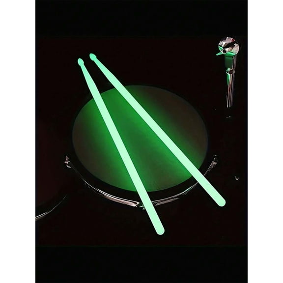 Glow-In-The-Dark Drumsticks 5A, 2-Pack Fluorescent Neon Percussion Mallets for Jazz and Rock, Professional Non-Electric Luminous Drum Sticks for Beginners and Kids, 1 Pair