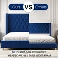 thumbnail image 6 of VanAcc King Bed Frame Upholstered Bed Velvet Low Profile Platform Bed with Raised Wingback Headboard/No Box Spring Needed/Easy Assembly/Navy, 6 of 7