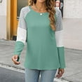 thumbnail image 4 of Lmnyox Women's Long Sleeve T Shirt Color Block Crew Neck Basic Tee Dropped Shoulder Casual Loose Shirts Tops, 4 of 7