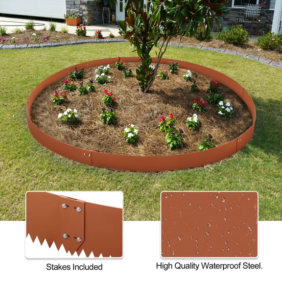 RIGMEC 40 x 8 Inch Steel Landscape Edging 6 Pack Metal Edging for Landscaping Garden Edging Border, 20FT Total Pre-Rusted Border Metal Landscape Edging with Clips for Lawn, Garden, Yard
