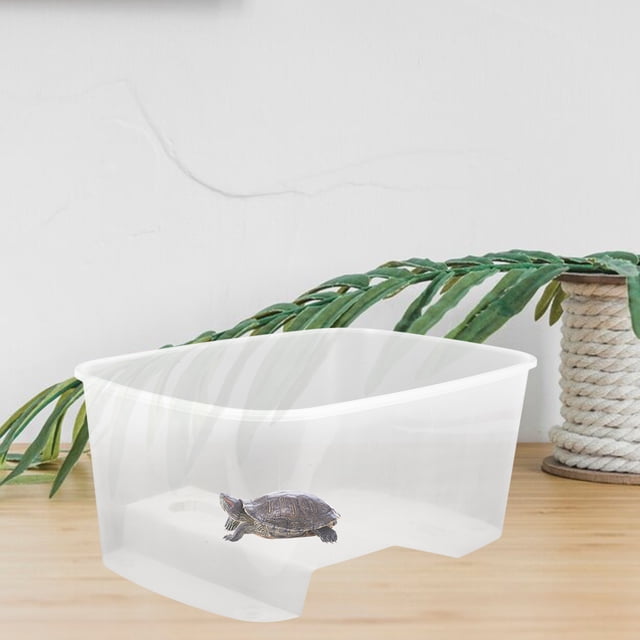 CRILSTYLEO Reptile Aquarium Turtle Habitat with Built-in Basking Platform Clear Plastic Turtle Tank