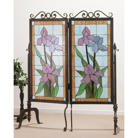 Meyda Tiffany 65253 Tiffany Two Panel Stained Glass Screens From The Iris Collection -