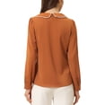 thumbnail image 3 of Allegra K Women's Peter Pan Collar Keyhole Back Button Decor Long Sleeve Blouse, 3 of 5