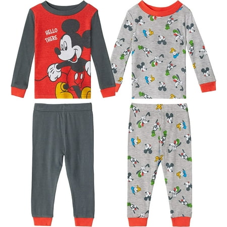

Disney Baby Boys Mickey Mouse 4-Piece Snug Fit Cotton Pajamas