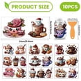 thumbnail image 2 of 10 Sheets Cute Coffee Theme UV DTF Cup Wraps 10 Styles Cute Cartoon Coffee Character PVC Transfer Stickers Waterproof Rub Decals, 2 of 7