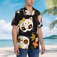 thumbnail image 5 of Bixox Men's Hawaiian Shirts Men's Cat Skulls and Flowers Print Short-Sleeve Shirt-3X-Large, 5 of 8