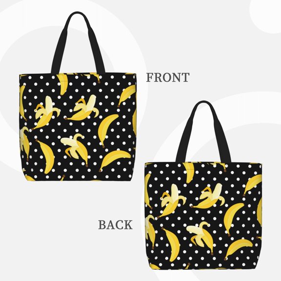 Lafuoo Banana Pattern Single Shoulder Convenience Bag, Large Capacity Zippered Handbag for Shopping, Unisex-One Size