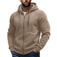 thumbnail image 3 of Zynoxe Hoodies for Men with Multi Pockets Stylish Zip Up Drawstring Hooded Jacket Comfy Elastic Cuffs Long Sleeve Casual Jacket Solid Color Fall Winter Outerwear, 3 of 9