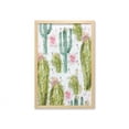 thumbnail image 1 of Hawaii Wall Art with Frame, Watercolor Look Pattern of Exotic Cacti and Roses with Little Triangles, Printed Fabric Poster for Bathroom Living Room, 23" x 35", Multicolor, by Ambesonne, 1 of 2