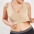 thumbnail image 5 of Gymayou 3 Pack Womens Sports Bra Wireless No Underwire Comfortable Low Impact Workout Bra Breathable Stretch Support Bralette Khaki 2XL, 5 of 6