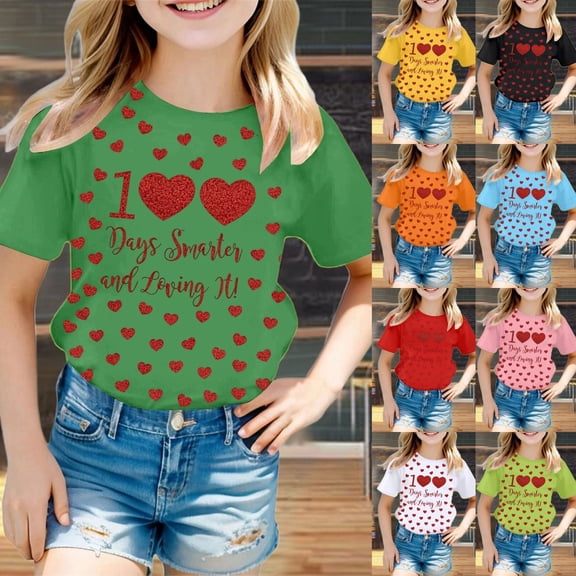 Girls Tshirts Packs Size 10-12 Crewneck Printed Short Sleeve Cotton Tee Tops Relaxed Fit Back To School Tops for Girls Graduation Girl Clothes Outifit